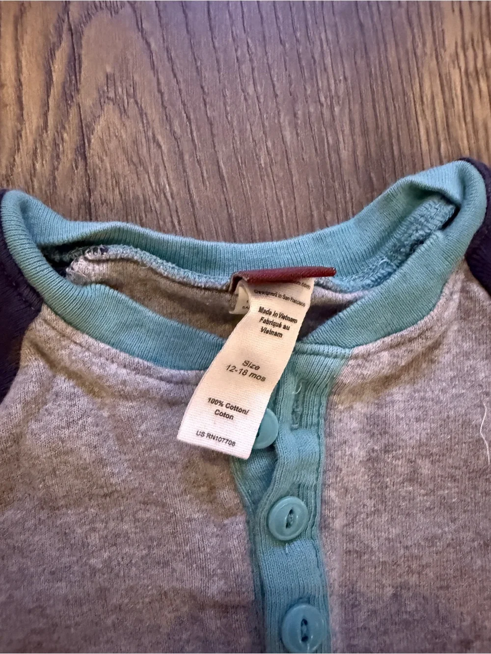 Toddler Long-Sleeve Henley One-Piece in Gray & Navy - tea collection